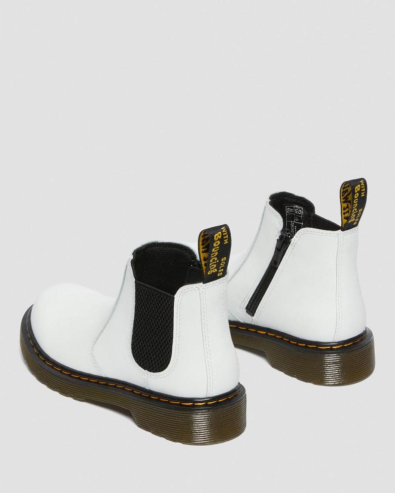 Dr Martens Junior 2976 Læder Chelsea Støvler Børn Hvide | DK 667CTV